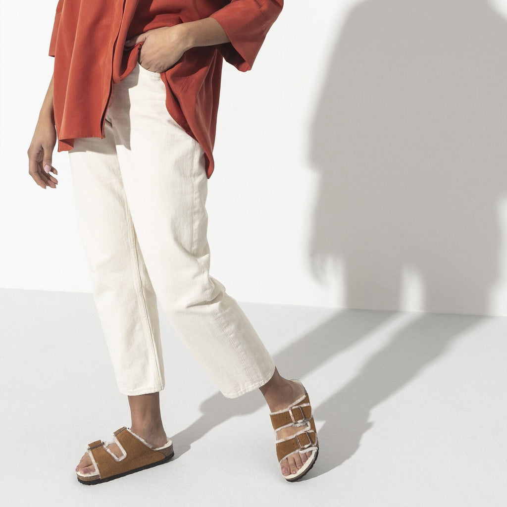 Birkenstock Arizona Shearling Suede Sandal in Mink