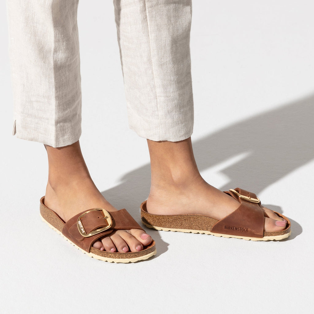 Birkenstock Madrid Big Buckle Oiled Leather in Cognac