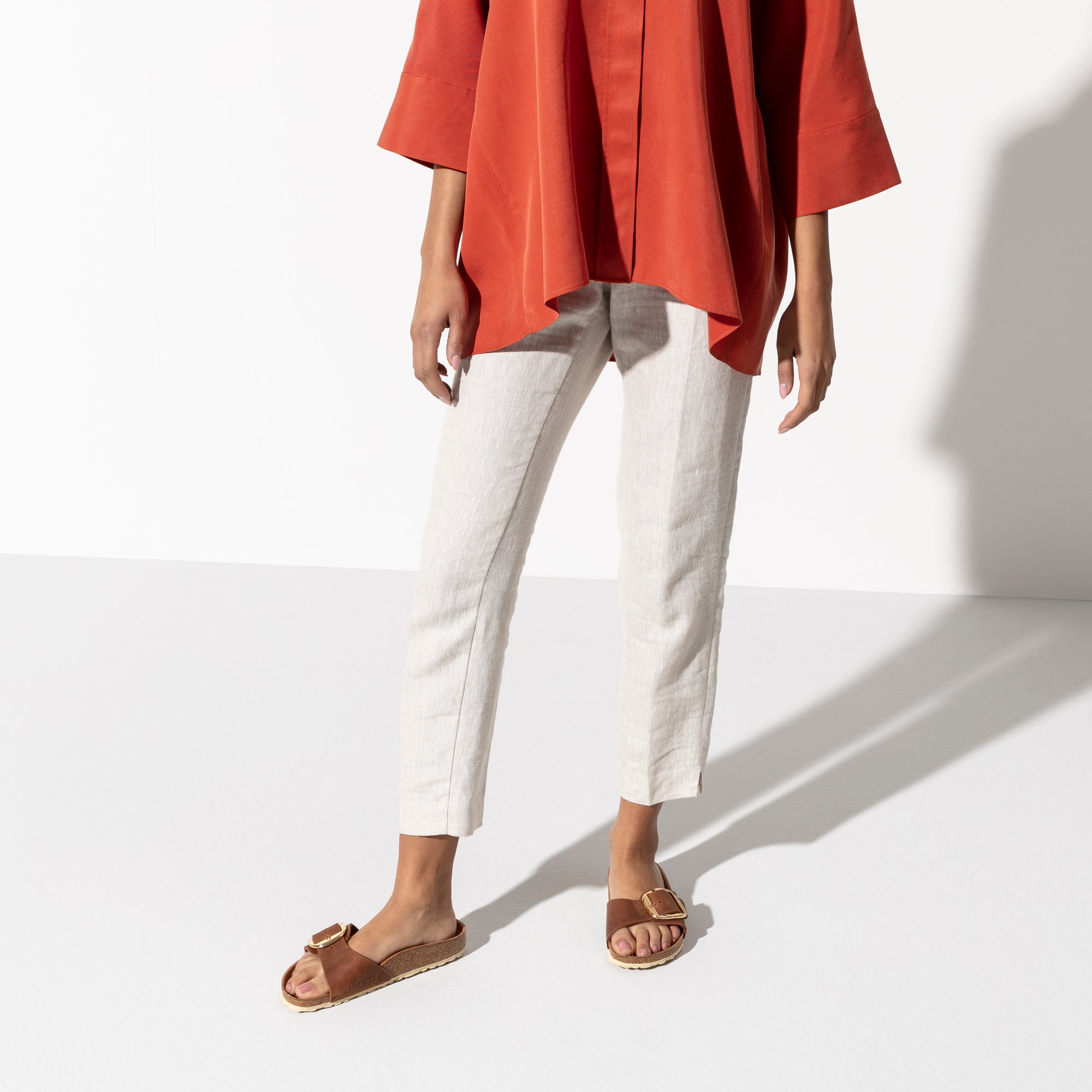 Birkenstock Madrid Big Buckle Oiled Leather in Cognac