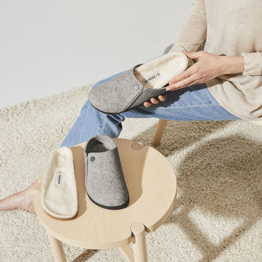 Birkenstock Zermatt Wool Felt Slipper in Light Gray