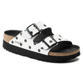 Birkenstock Arizona Platform Birko-Flor in White Black Dots