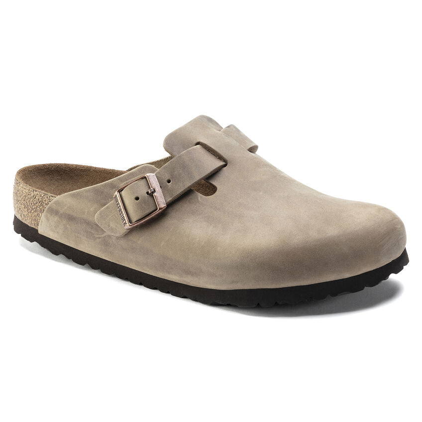 Birkenstock Boston Oiled Leather Soft Footbed Clog in Tabacco Brown