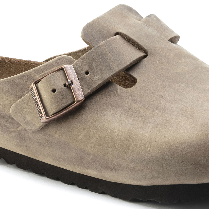 Birkenstock Boston Oiled Leather Soft Footbed Clog in Tabacco Brown