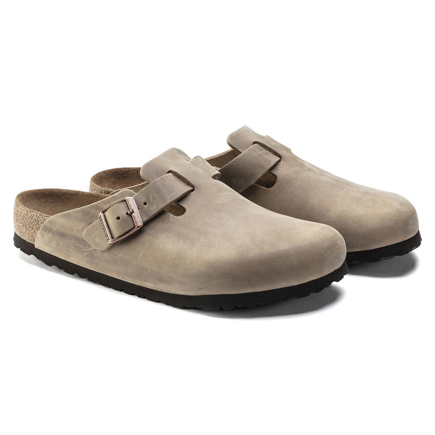Birkenstock Boston Oiled Leather Soft Footbed Clog in Tabacco Brown