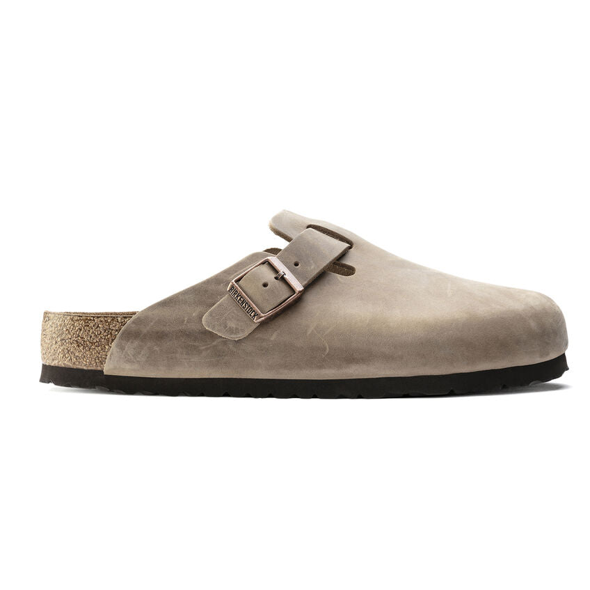 Birkenstock Boston Oiled Leather Soft Footbed Clog in Tabacco Brown