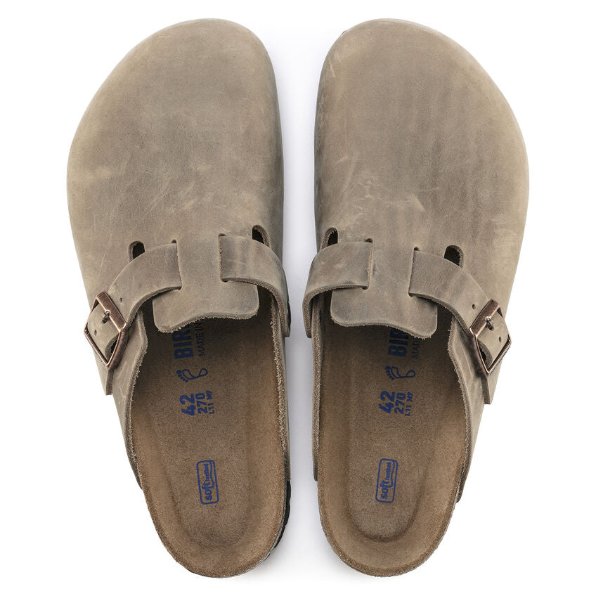Birkenstock Boston Oiled Leather Soft Footbed Clog in Tabacco Brown