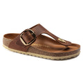 Birkenstock Gizeh Big Buckle Oiled Nubuck Leather in Cognac