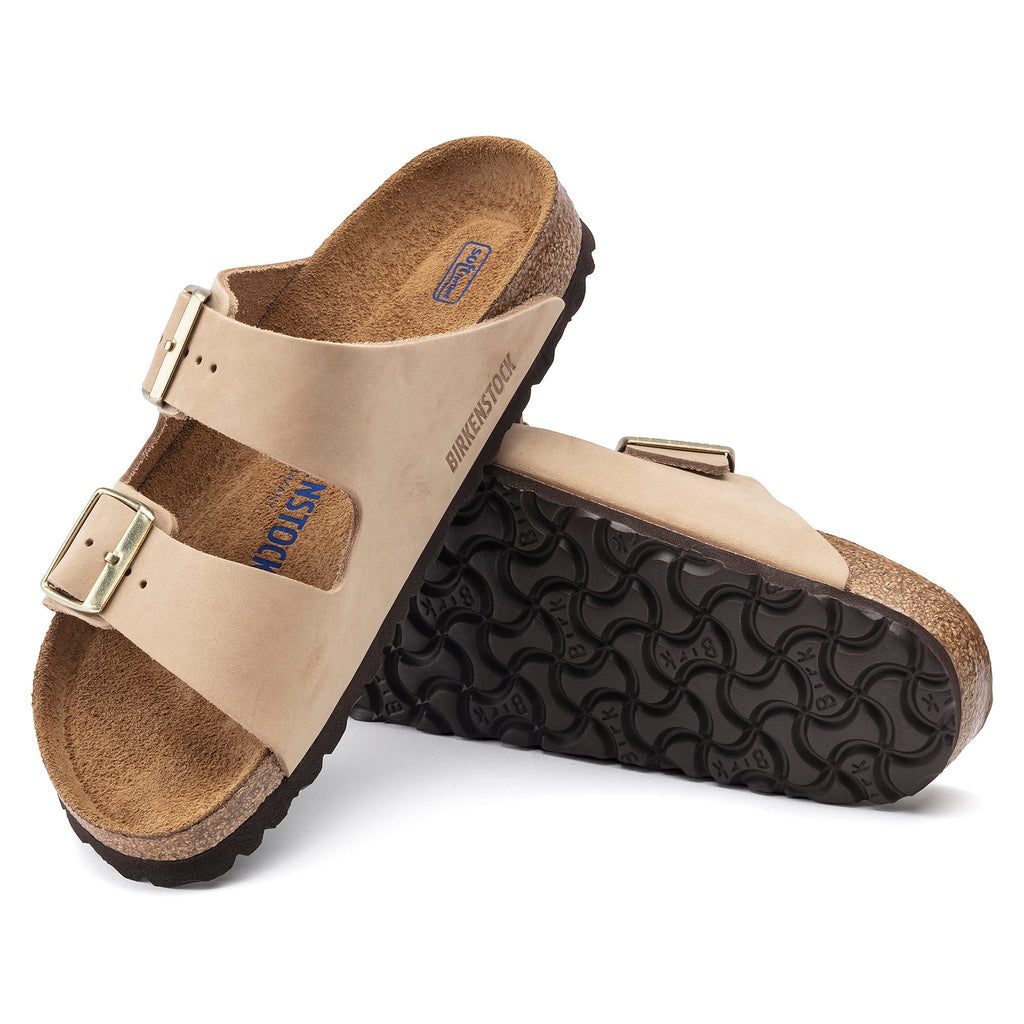 Birkenstock Arizona Nubuck Leather Soft Footbed in Sandcastle