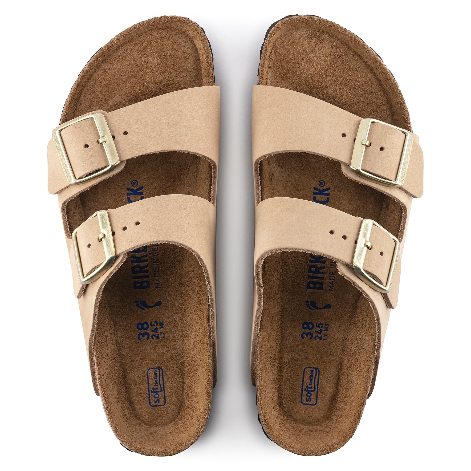 Birkenstock Arizona Nubuck Leather Soft Footbed in Sandcastle