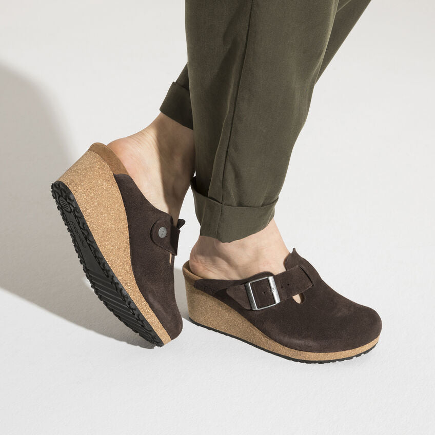 Birkenstock Fanny Suede Leather Clog in Roast