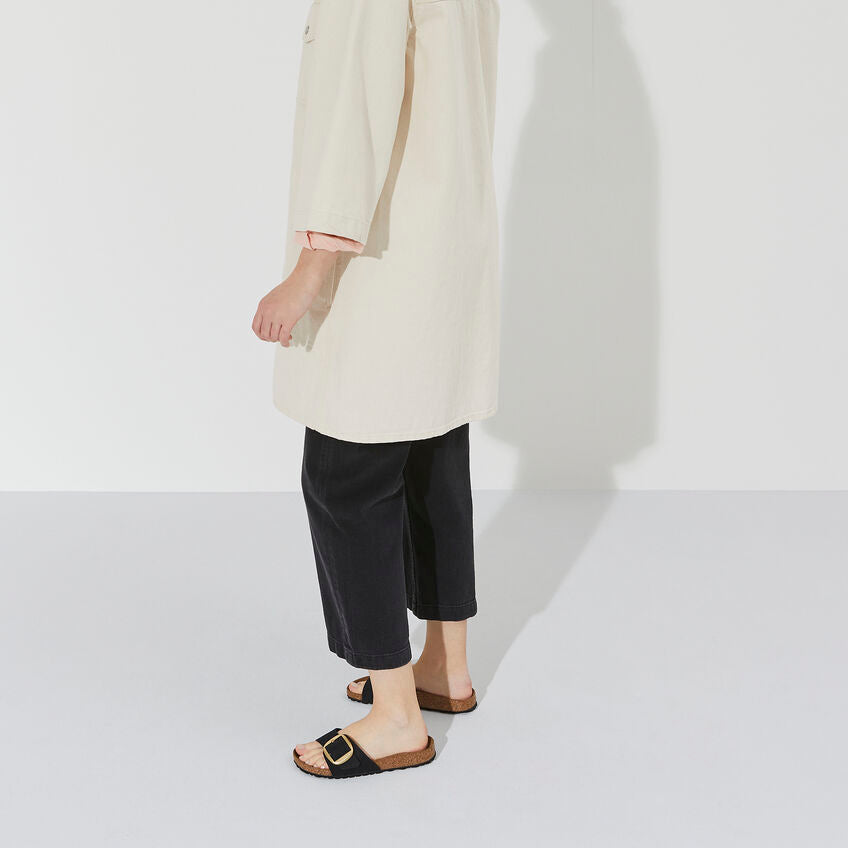 Birkenstock Madrid Big Buckle Nubuck Leather in Black