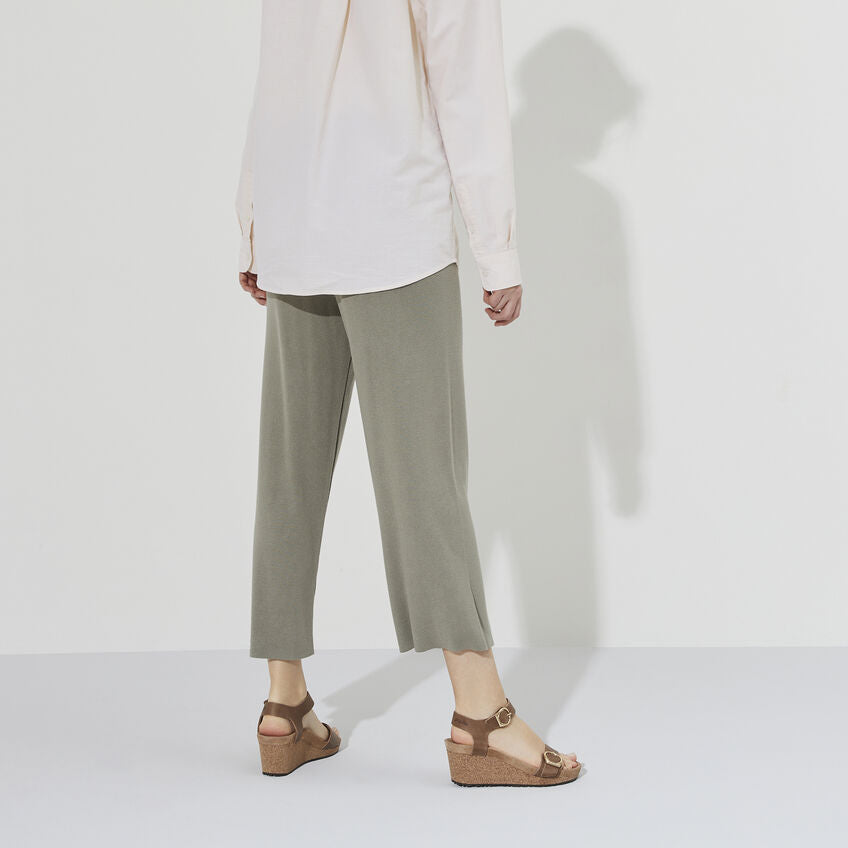 Birkenstock Soley Ring-Buckle Leather Wedge Sandal in Cognac