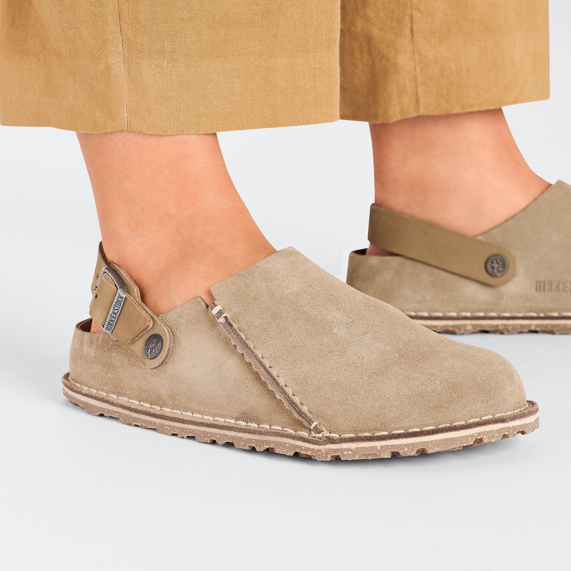 Birkenstock Men's Lutry Premium Suede Leather in Gray Taupe
