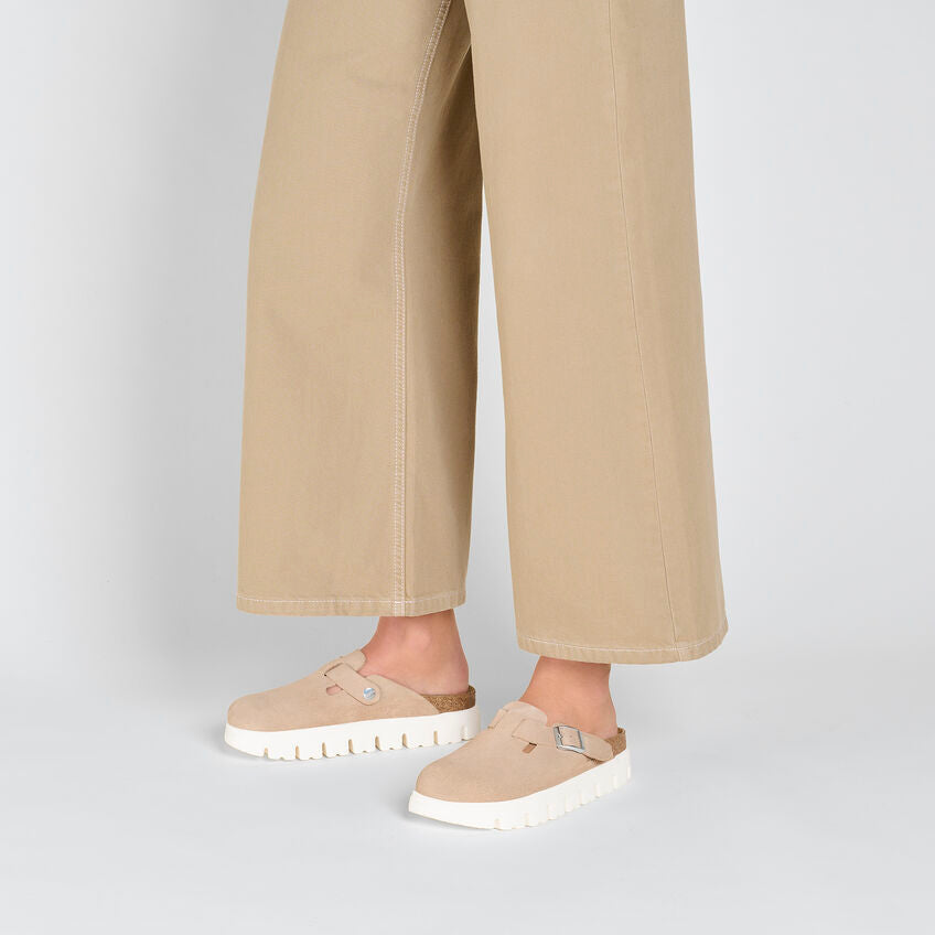 Birkenstock Boston Chunky Suede Leather in Warm Sand