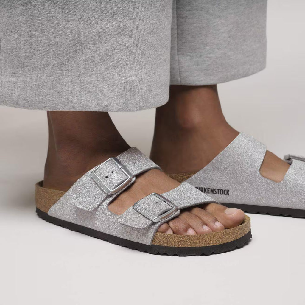Birkenstock Arizona  Synthetics in Shiny Glitter Silver