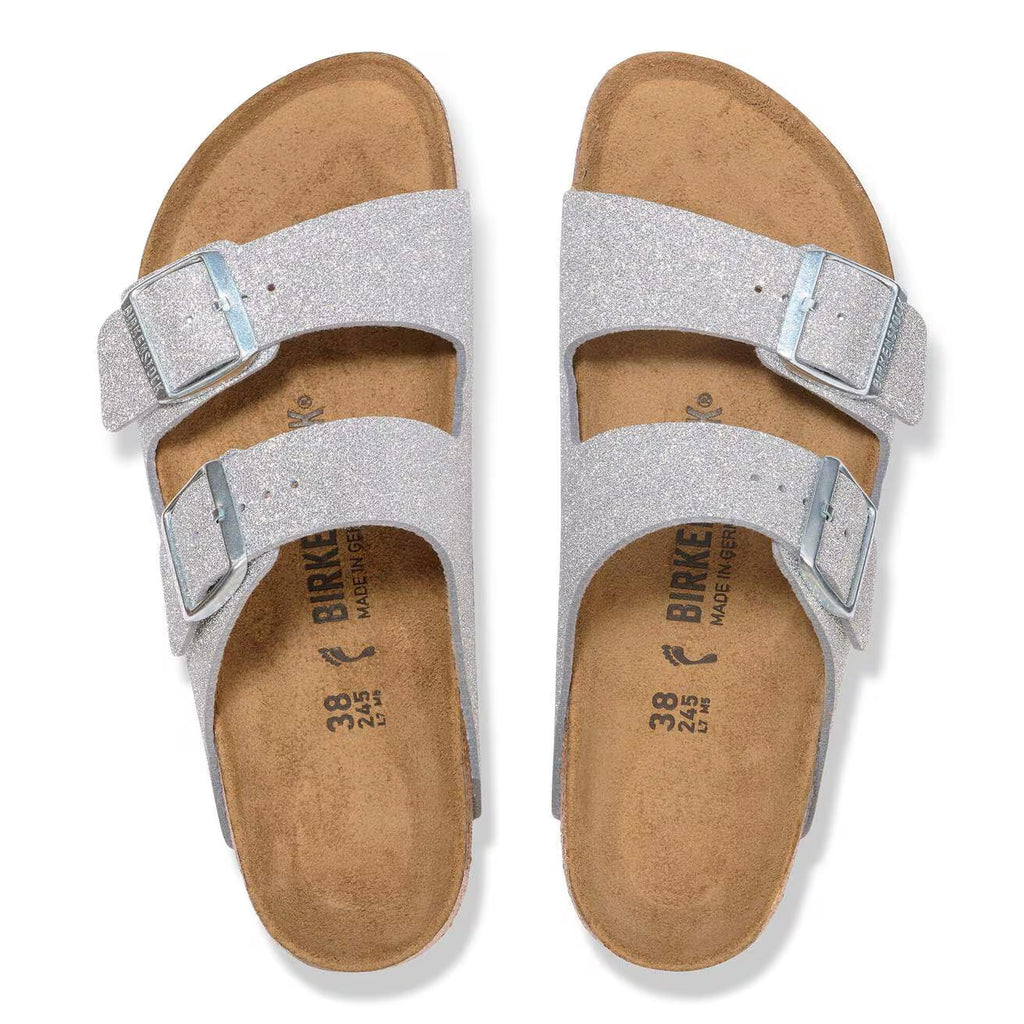 Birkenstock Arizona  Synthetics in Shiny Glitter Silver