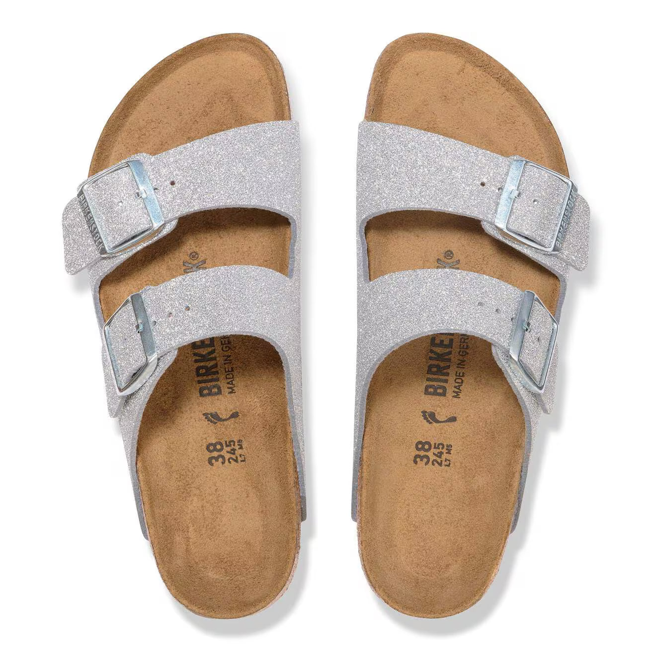 Birkenstock Arizona  Synthetics in Shiny Glitter Silver