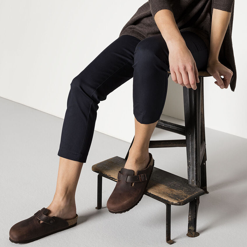 Birkenstock Boston Oiled Leather Classic Footbed Clog in Habana