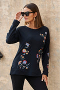 Embroidered Tunic Sweatshirt Black Multi