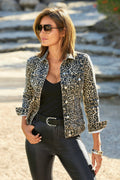 Neutral Leopard Print Denim Jacket Brown Multi