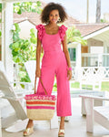 Malibu Linen Cropped Pant Shocking Pink
