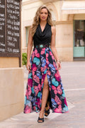 Butterfly Chiffon-Print Maxi Skirt Black Multi
