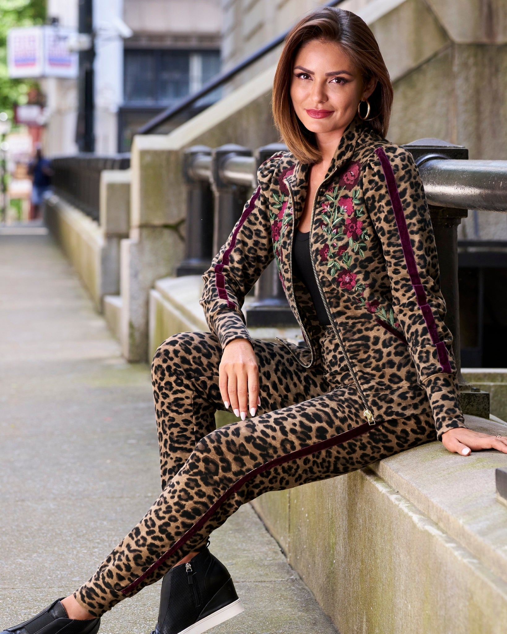 Cheetah Rose French Terry Set Black Multi