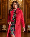 Rosette Mid Length Tailored Coat Red