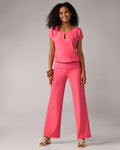 Beyond Travel High Rise Palazzo Pant Pink Lemonade