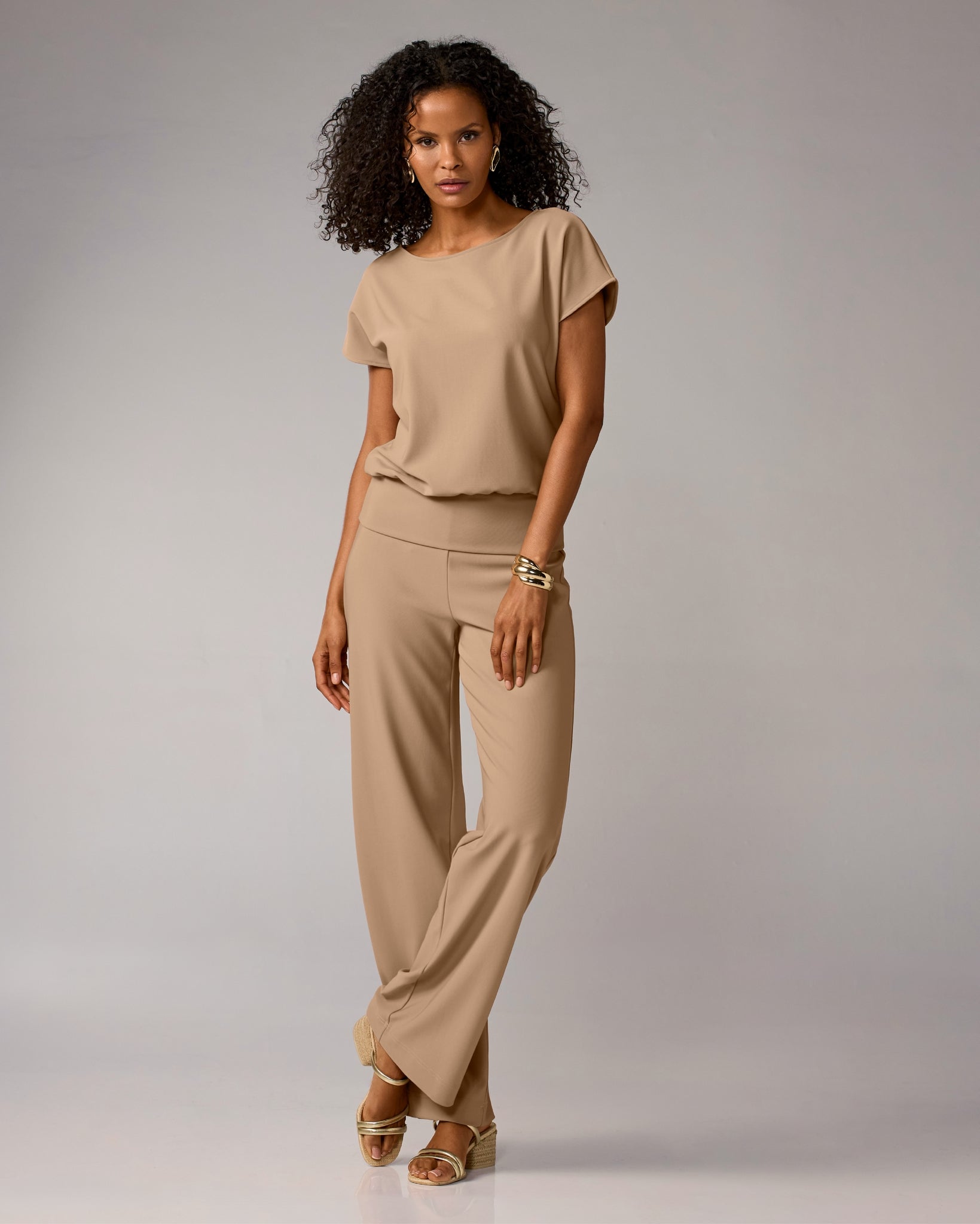 Beyond Travel High Rise Palazzo Pant Natural