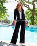 Racerstripe Jacket and Pant Set Black/White
