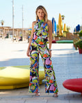 Alexandra Abstract Print Palazzo Pant Multi