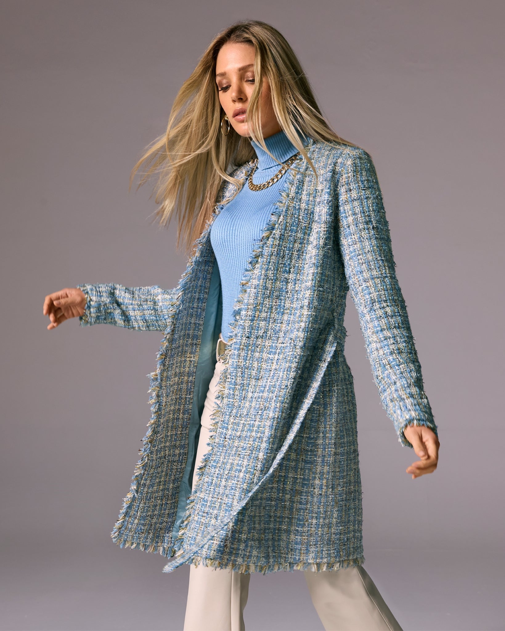 Tweed Wrap Jacket Blue Multi