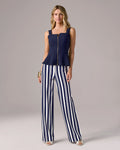 Beyond Travel Print Palazzo Pant Sophisticated Stripe