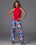 Malibu Print Wide Leg Pant Patriotic Patchwork