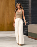 Malibu Wide Leg Effortless Drape Trouser Pant Off White