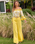 Casual side slit Linen pant Lemon Drop