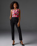 Newport Belted Ponte Straight Leg Pant Black