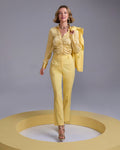 Newport Modern Slim Straight Side Slit Trouser Pant Pale Banana