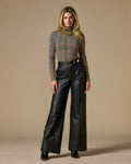 Faux Leather Wide Leg Pant Black