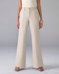 Faux Leather Wide Leg Pant Cream