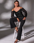 Lace Sequin Pant Black