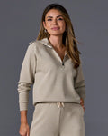 Luxe Lounge Metallic Half Zip Sweatshirt Champagne