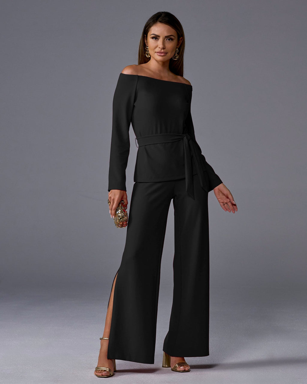 Beyond Travel Side Slit Pant Jet Black