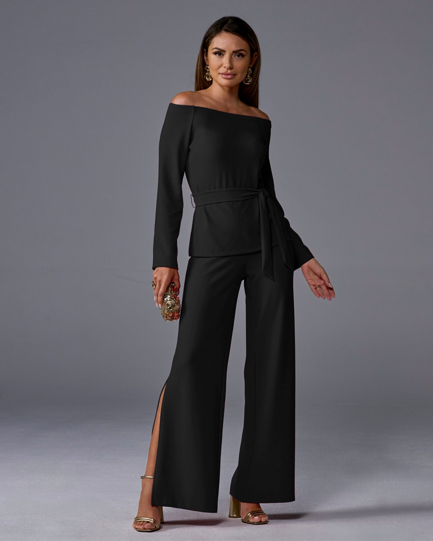 Beyond Travel Side Slit Pant Jet Black