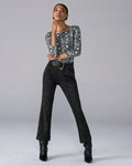 Faux Suede Kick Flare Pant Black