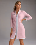 Chic Zippered Three Quarter Sleeve Dress Heather Pink