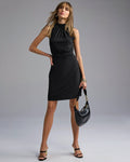High Neck Blouson Dress Black