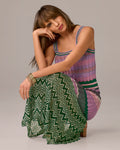 Contrast Chevron Knit Midi Dress Green Multi