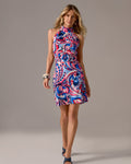 Printed Halter Mini Dress Americana Abstract
